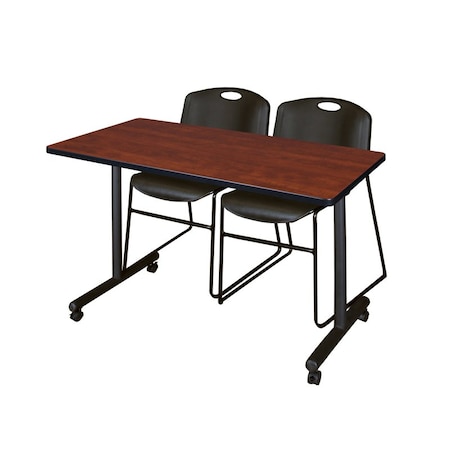 Kobe Rectangle Tables > Training Tables > Kobe Mobile Table & Chair Sets, 48 W, 24 L, 29 H, Cherry MKTRCC4824CH44BK